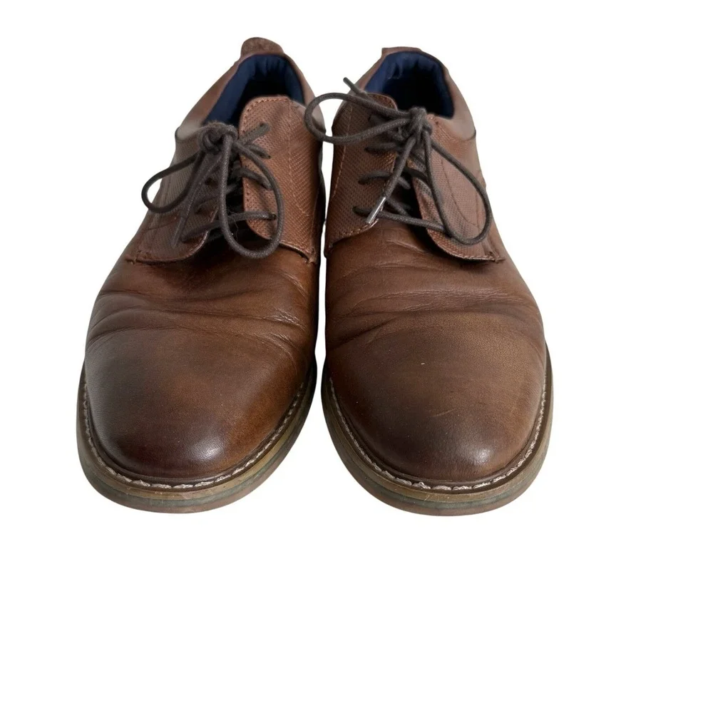 Steve Madden P-HAUT Mens Brown Leather Dress Shoes 10 Lace-up Oxfords Casual